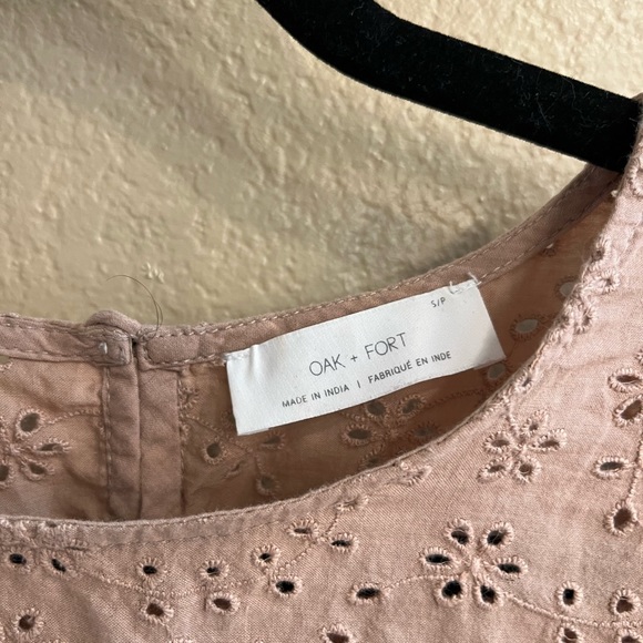 OAK + FORT | tan eyelet blouse | small - Picture 4 of 4